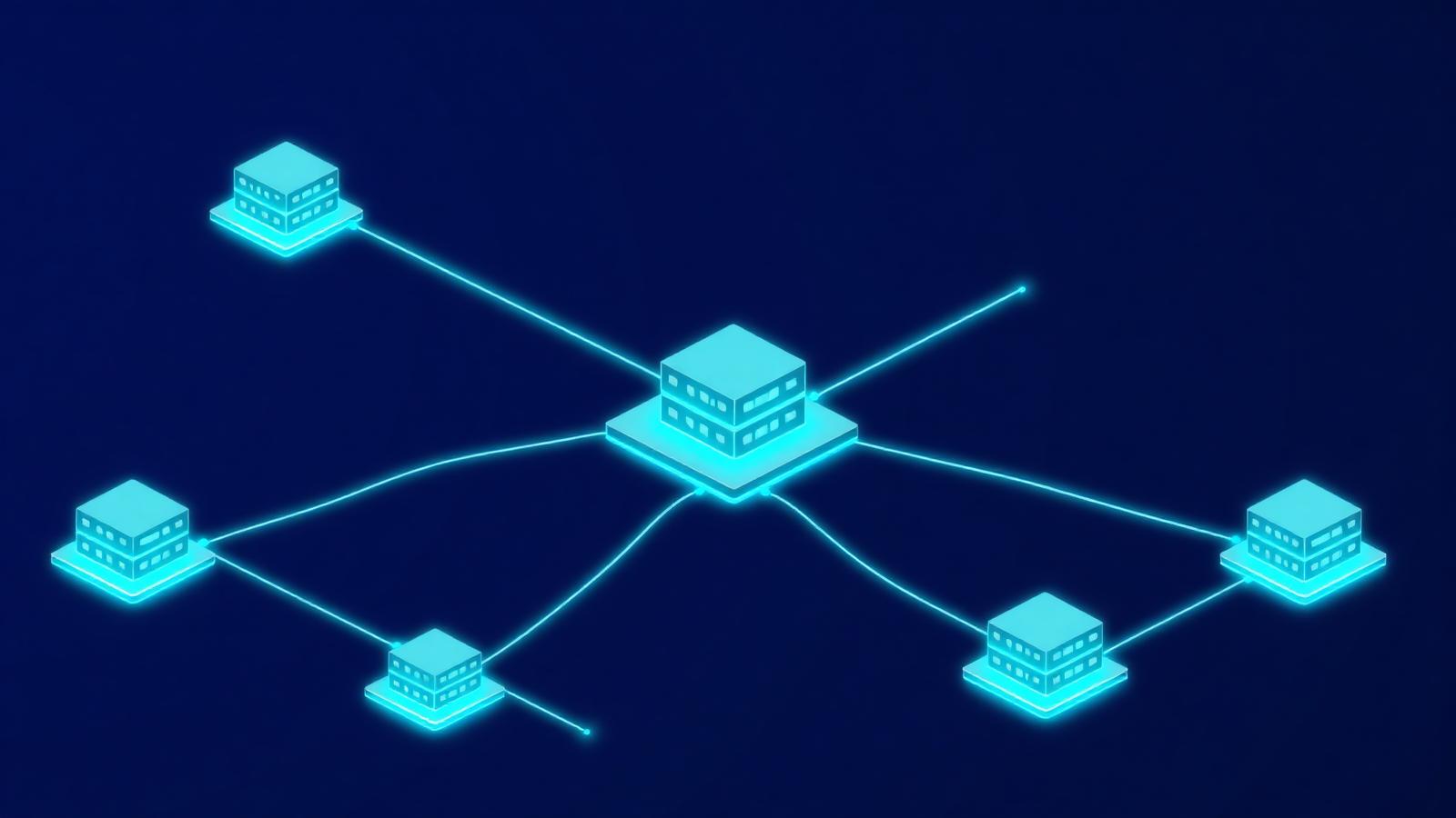 Isometric network infrastructure diagram